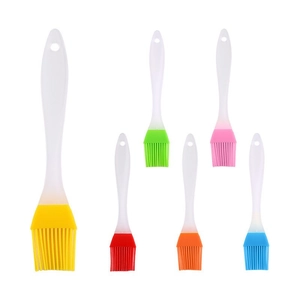6-piece colorful silicone basting brushes with white handles for BBQ and baking