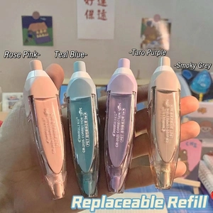 Set of four portable retractable correction tapes in pastel colors with refillable design