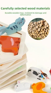 Detailed close-up of thick wooden animal puzzles showing smooth edges and layered solid wood