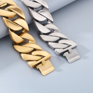 Heavy matte stainless steel Cuban link necklace for men and women in gold and silver