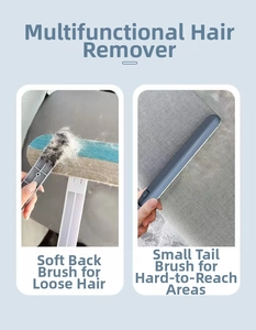 Dual-head pet hair remover tool featuring back soft bristles and a narrow crevice brush