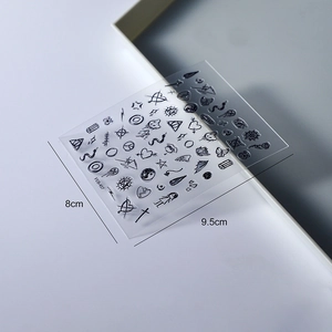 Adesivi per unghie 5D neri a rilievo con motivi gotici serpente e cuore su foglio 8x9,5cm