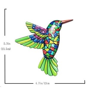 Colorful metal hummingbird wall art decor with 5.3x4.7 inch size measurements