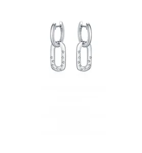 Macro view of S925 sterling silver hoop earrings with engraved star patterns and crystals