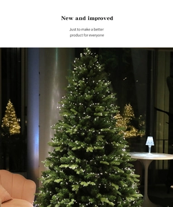 Detailed view of dense LED string lights glowing warmly on a festive Christmas tree