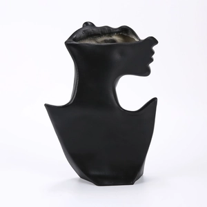 Minimalist matte black resin female profile silhouette bust for necklace display