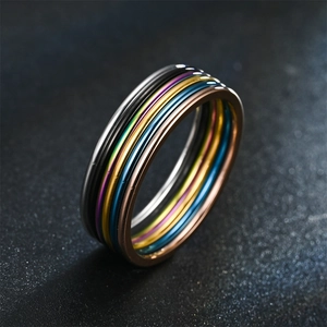 Anillos apilables finos multicolores minimalistas, anillos de nudillo de metal liso de 1mm.