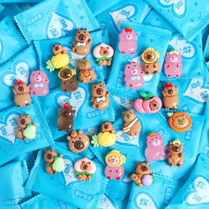Cute resin glow-in-the-dark Capybara blind bag toys with assorted fruit themes