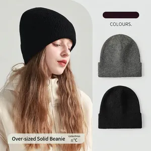 Oversize Acryl Strickmütze Für Herren Damen Einfarbig Gerippt Warm Winter Beanie Winddicht Lässig Outdoor Mode Hut