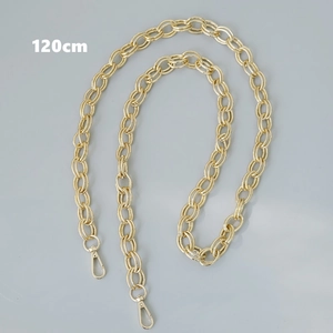 Close-up of 120cm polished gold metal chunky chain strap with sturdy lobster clasps