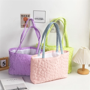 Quilted floral tote bags in candy colors for women featuring large capacity design