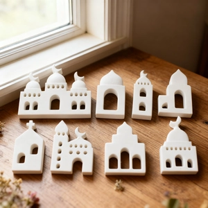 Set of 8 white Middle Eastern castle resin molds for DIY plaster mosque ornaments