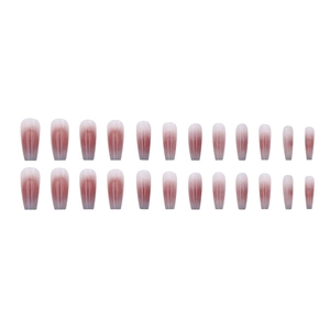 Kit de faux ongles longs ballerine avec dégradé rose doux, ensemble de 24 pièces