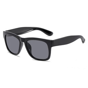 Classic black square-frame children's sunglasses with dark grey lenses and UV protection