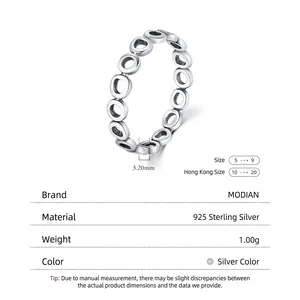 Minimalist S925 sterling silver interlocking circle ring with 3.2mm width band