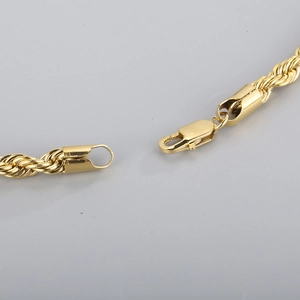 18k gold plated stainless steel twist rope necklace with a durable lobster clasp