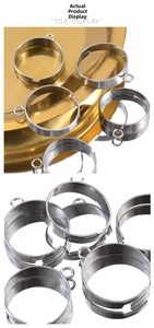 Macro shot of silver stainless steel adjustable ring base with hanging loop for DIY jewelry