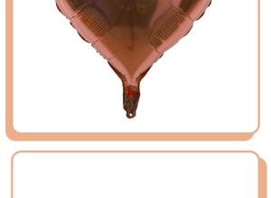 Detail of rose gold heart foil balloon showing the self-sealing inflation valve mechanism