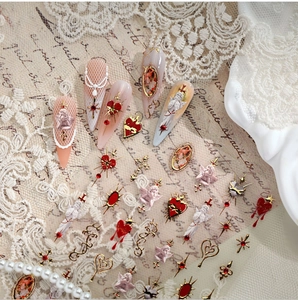 Baroque nail art stickers featuring 3D gold angels and vintage frames in ornate style