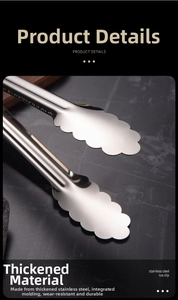 Close-up of polished stainless steel ice tongs featuring a wavy petal-shaped edge design