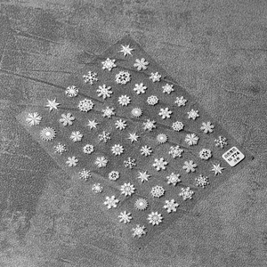 3D embossed white snowflake nail art stickers with texture for winter manicure design