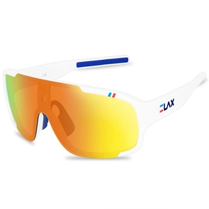 Professional AVIP cycling sunglasses with white frame and orange gradient UV400 lenses