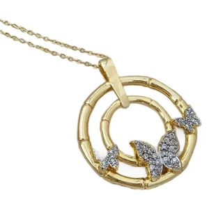 Elegant gold butterfly bracelet with bamboo texture and sparkling zircon inlay decorations