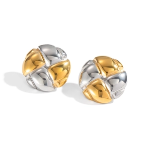 Two-tone gold and silver twisted knot stud earrings in 18K gold plated stainless steel