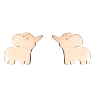 Cute golden stainless steel elephant stud earrings for women with minimalist animal design