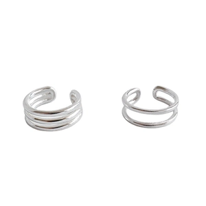 Minimalist S925 sterling silver multi-layer ear cuffs with high polish silver finish