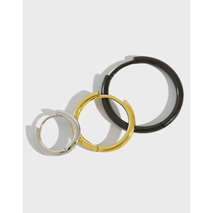 Minimalist 925 Sterling Silver Hoop Earrings For Women Geometric Round Circle Earring Gold Silver Black Plated Jewelry