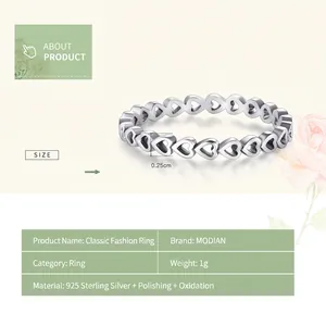 Minimalist S925 sterling silver heart-shaped ring with 0.25cm band and polished finish