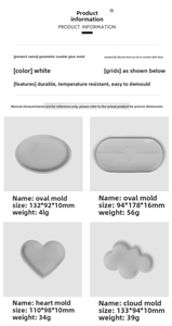 Detailed view of cloud heart and oval silicone coaster molds for resin casting kits