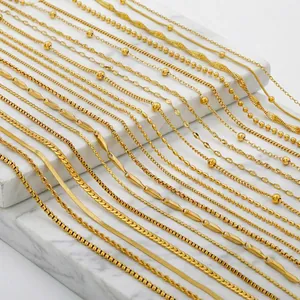 Minimalist 18K Gold Plated 316 Stainless Steel Chain Necklace Unisex Versatile DIY Jewelry Accessory Link Snake Box
