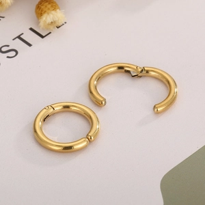 Boucles d'oreilles clips rondes minimalistes en acier inoxydable doré mixtes
