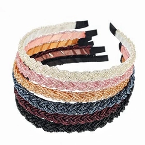 Beaded Braided Twist Headband Elegant Faux Artificial Pearl Wide Hair Band Sweet Korean Style Women Hair Accessory