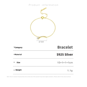 Detail view of gold-plated S925 silver bracelet with adjustable 15-18cm chain link