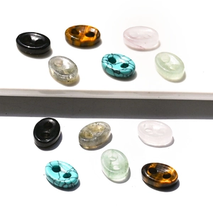 Natural crystal pig-nose link buttons in tiger eye and rose quartz for DIY necklaces