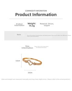Detailed view of 18K gold-plated zircon gourd bracelet showing dimensions and 14.5g weight