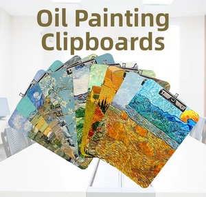 Artistic A4 clipboard set with Van Gogh oil painting prints and durable metal clip