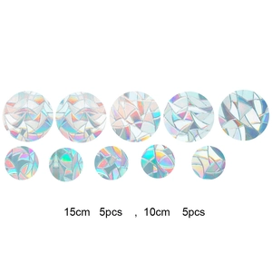 Rainbow prism window film set including five 15cm and five 10cm static cling circles