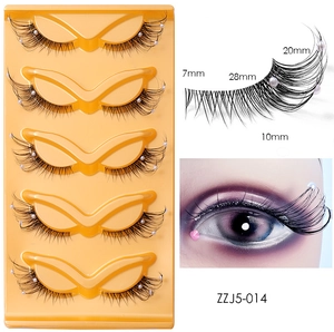 5 pairs of fox-style lashes with pearls, showing size dimensions and on-eye makeup look