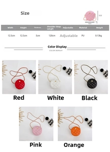 Detailed view showing five colors and precise dimensions of the quilted girl's crossbody bag