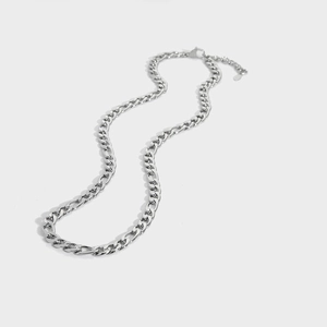 Collana a catena Figaro in acciaio inossidabile argento 5mm con chiusura a moschettone