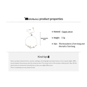 Detail view of zirconia butterfly bracelet with 17cm chain and 7cm extension link