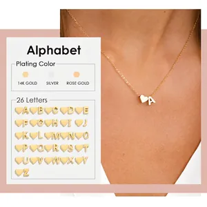 Collana Lettera Iniziale Acciaio Inossidabile Pendente Cuore Gioielli Di Moda Per Donna Catena Lucida Accessorio Regalo