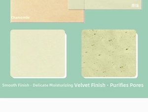 Detail of chamomile and original facial blotting paper texture in smooth and matte finish