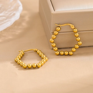 Minimalist Stainless Steel Gold Bead Quadrangle Earrings Vintage Style Geometric Square Stud Earrings For Women Fashion Jewelry