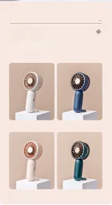 Detailed grid view of portable USB fans in beige, Tibetan blue, pink, and green colors