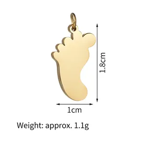 18K gold plated stainless steel baby footprint pendant measuring 1.8cm by 1cm